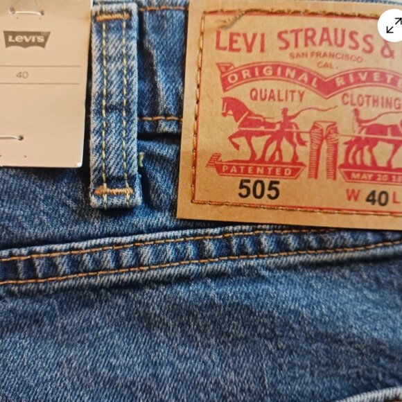 Levi's 505 Jean Denim Cut Off Shorts Mens Size 40 Blue 5 Pocket Medium Wash NEW - Picture 5 of 9